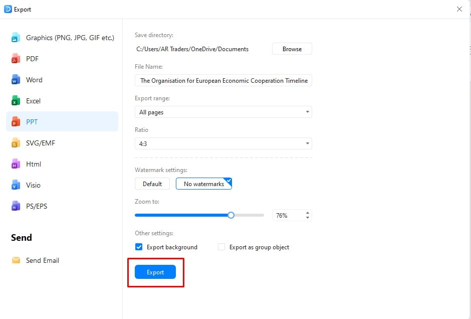 export ppt format