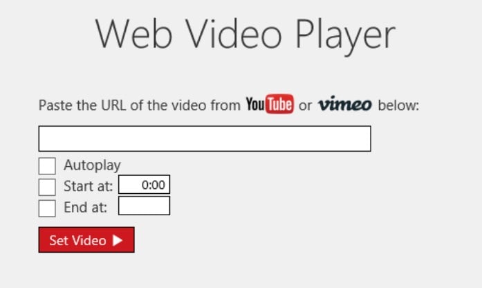 web video player main window