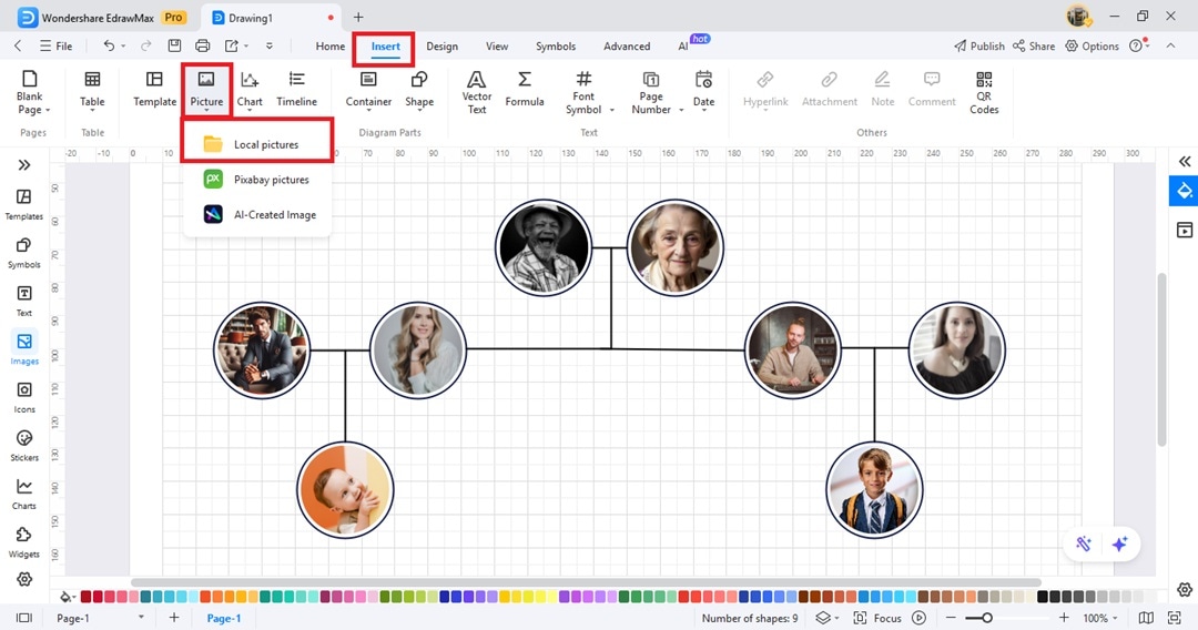 Pictures-Adding to family tree diagram