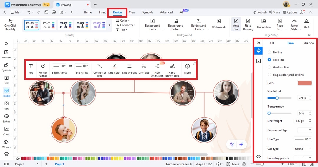 Family Tree-Customization interface