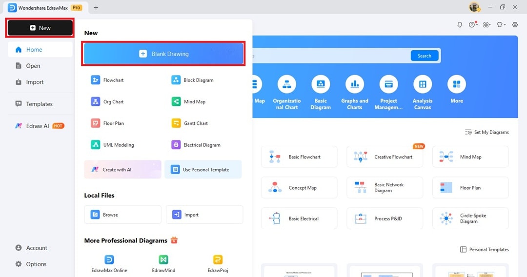 EdrawMax-Home desktop interface