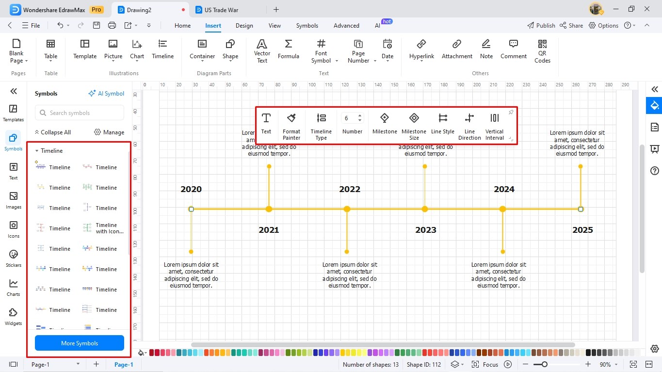 create a timeline using edrawmax
