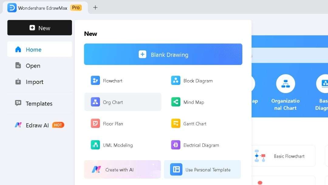 edrawmax interface-main screen
