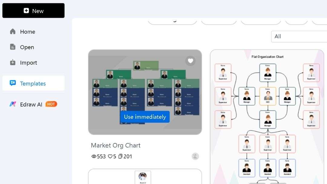 org template-load to canvas