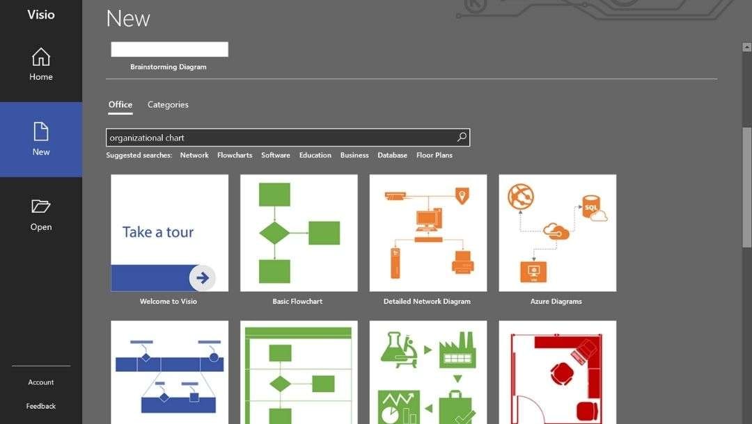 org chart template-search in visio