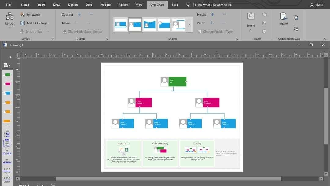 org chart template-open in visio