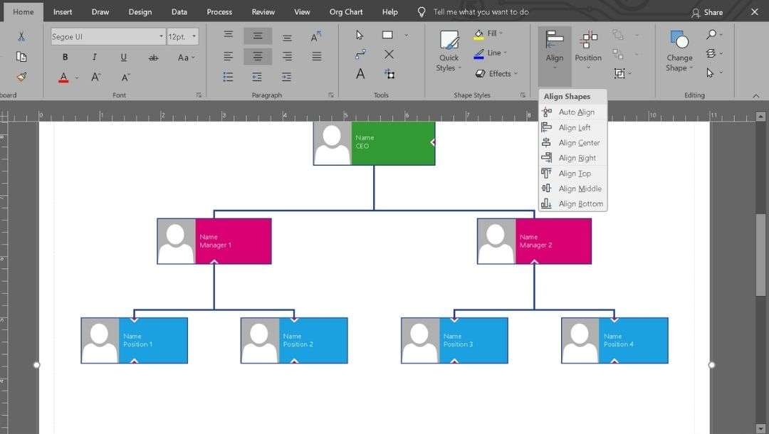 shape alignment-fix in visio