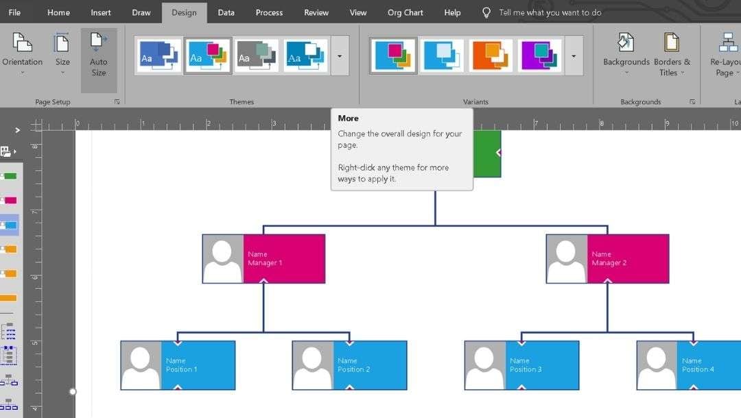 theme and layout-change in visio