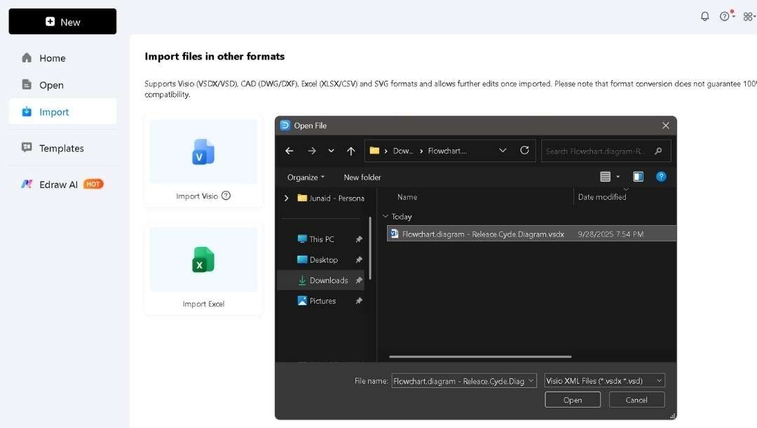 VSDX file-Importing into EdrawMax for svg conversion