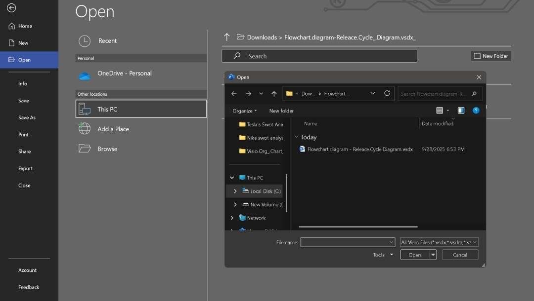 VSDX file-Opening in Visio for conversion