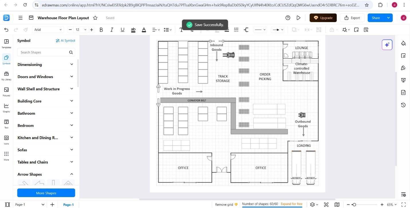 step 3 of making warehouse layout with a template