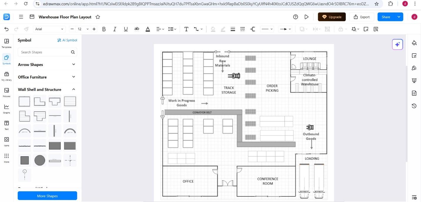 step 4 of making warehouse layout with a template