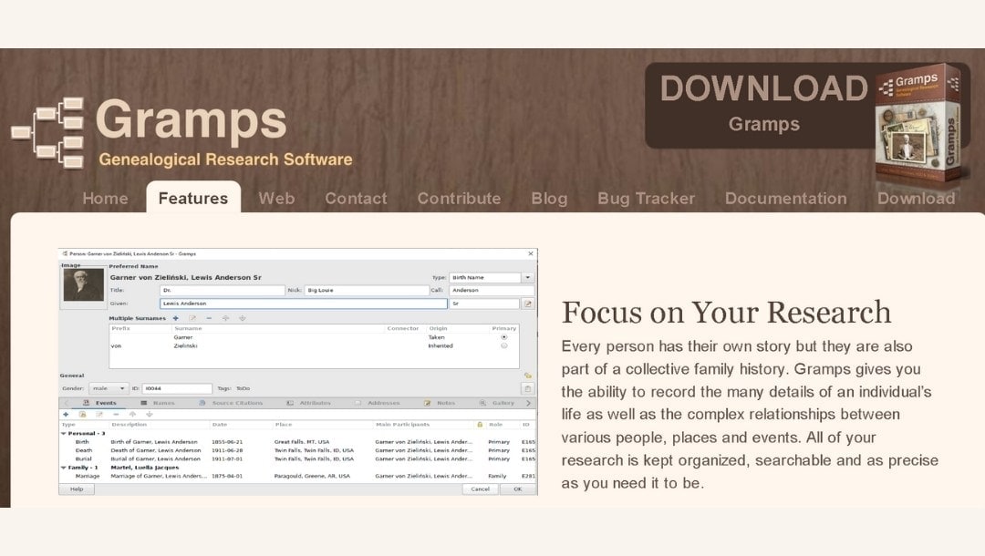 Gramps-genealogical-software