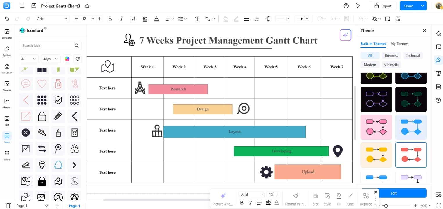 Gantt Chart-Editing interface