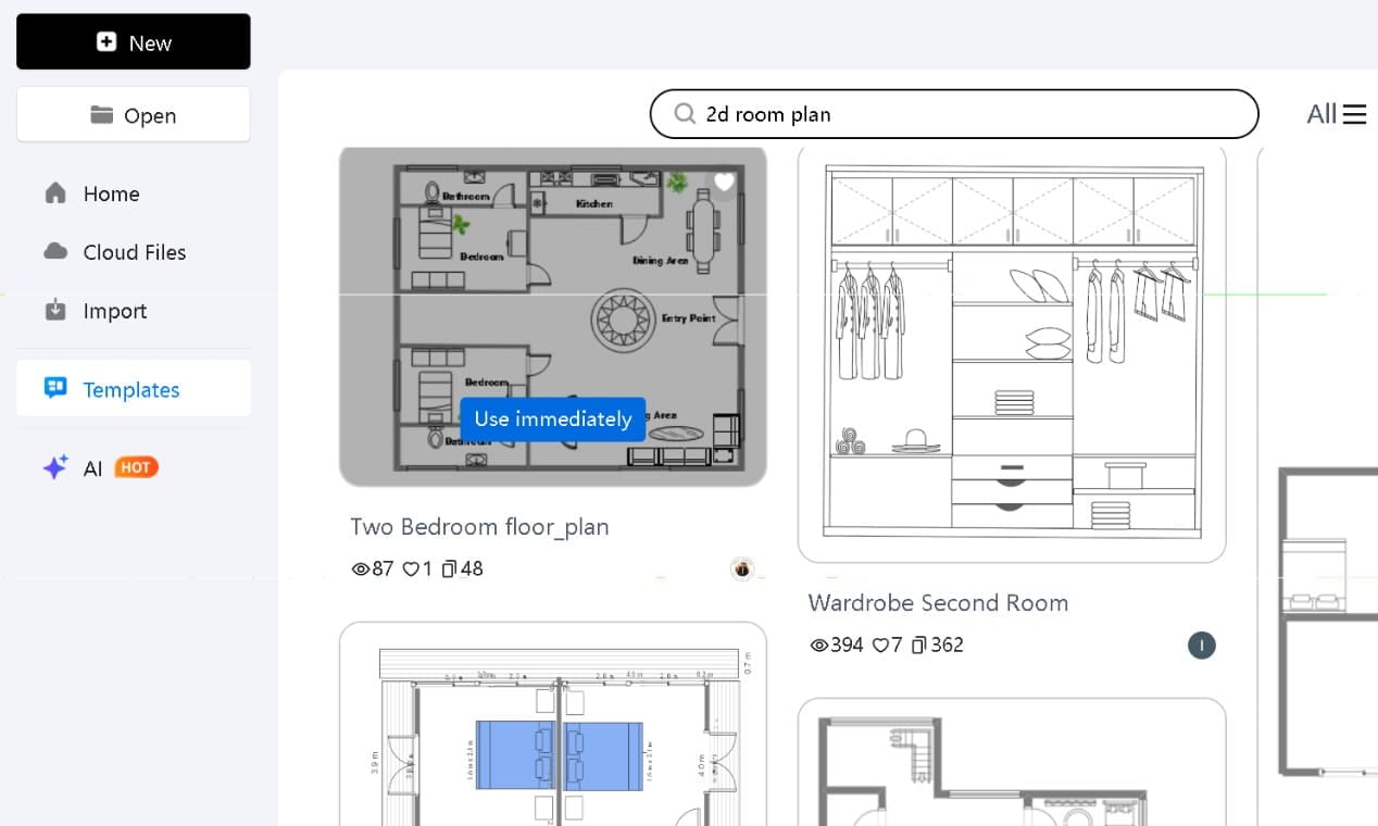 EdrawMax-2d room plan templates gallery