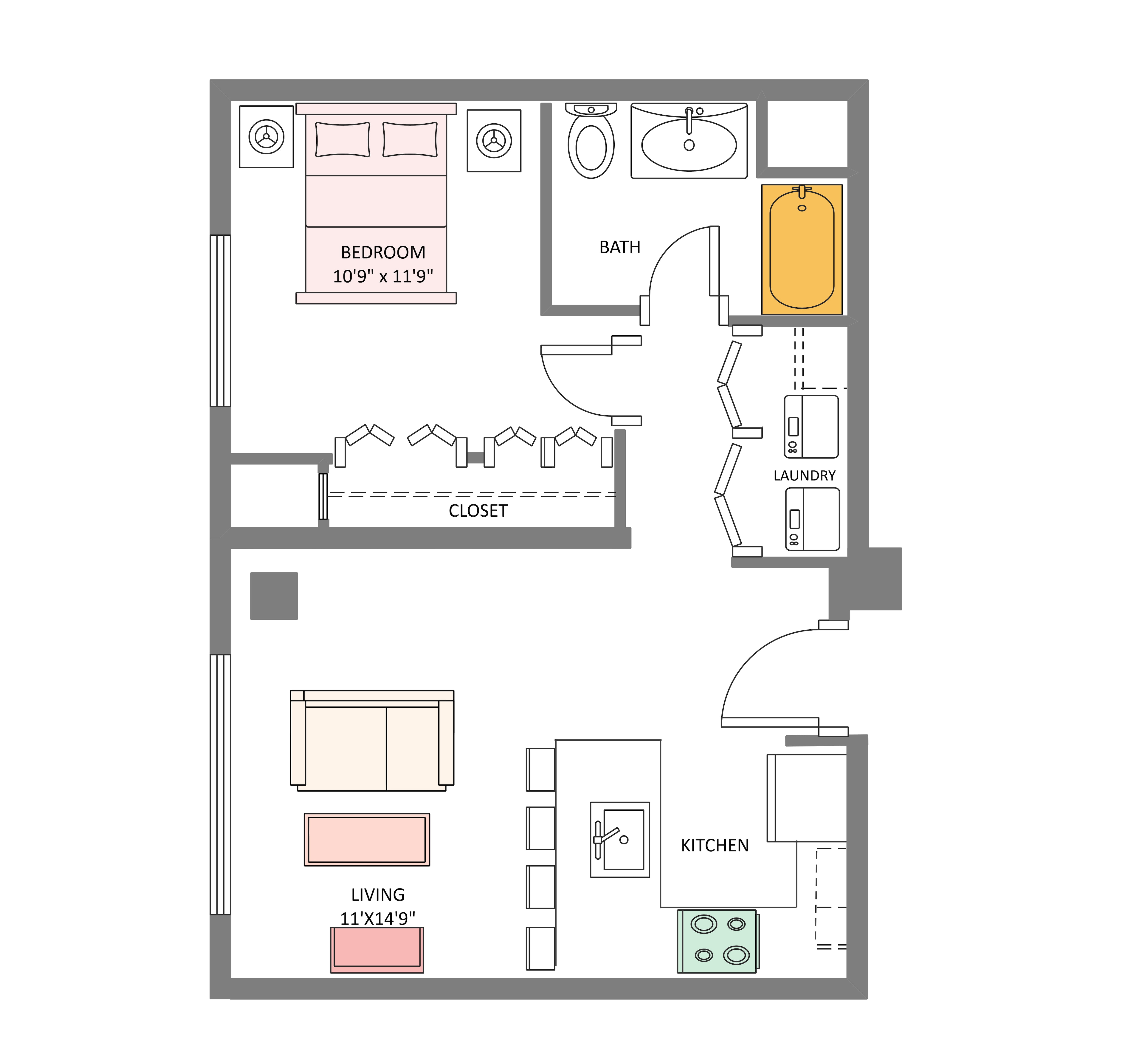 studio apartment floor plan template Work ID: 1066341 Eddx file