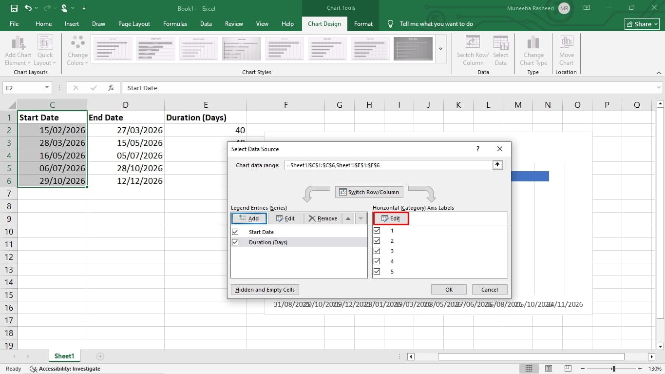 create a gantt chart in excel