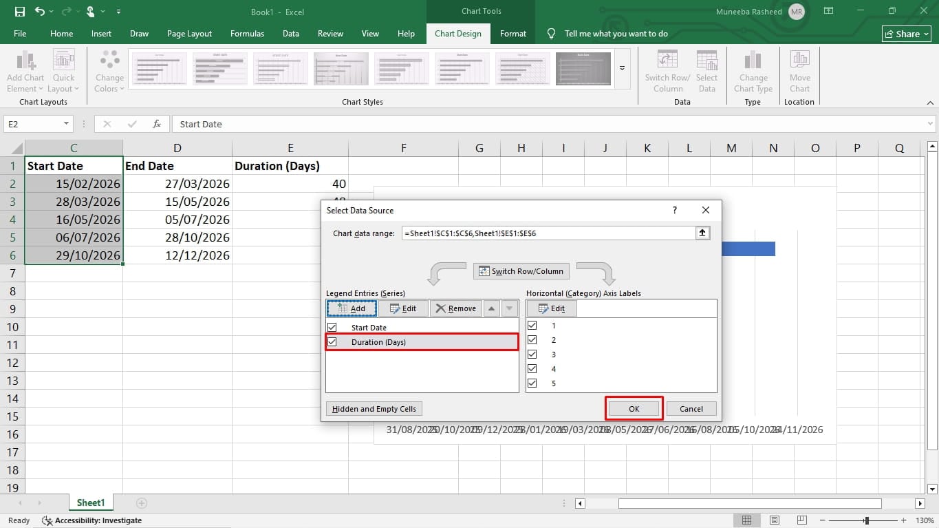 gantt chart in excel