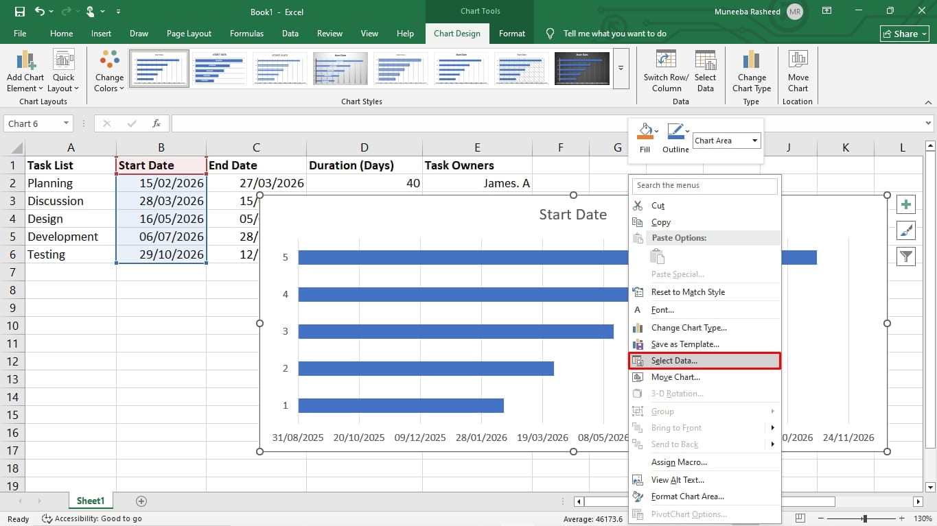 create a gantt chart in excel