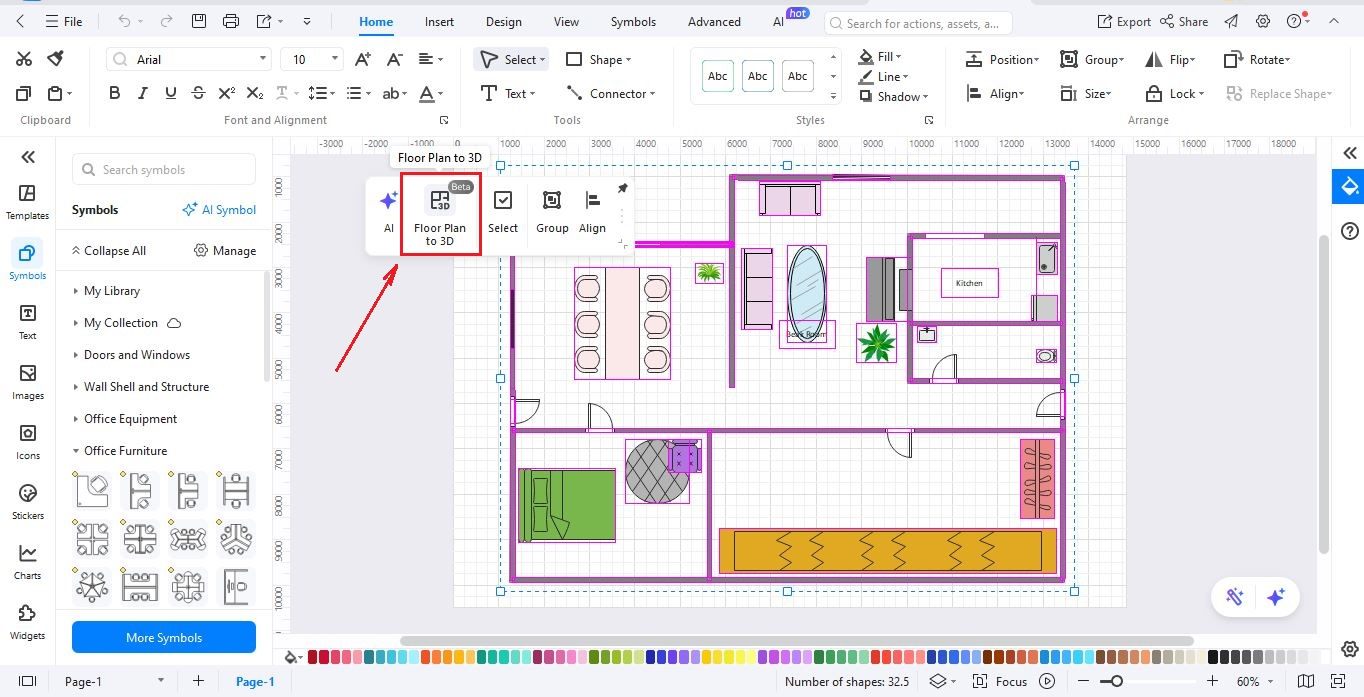 EdrawMax-floor-plan-to-3D-feature