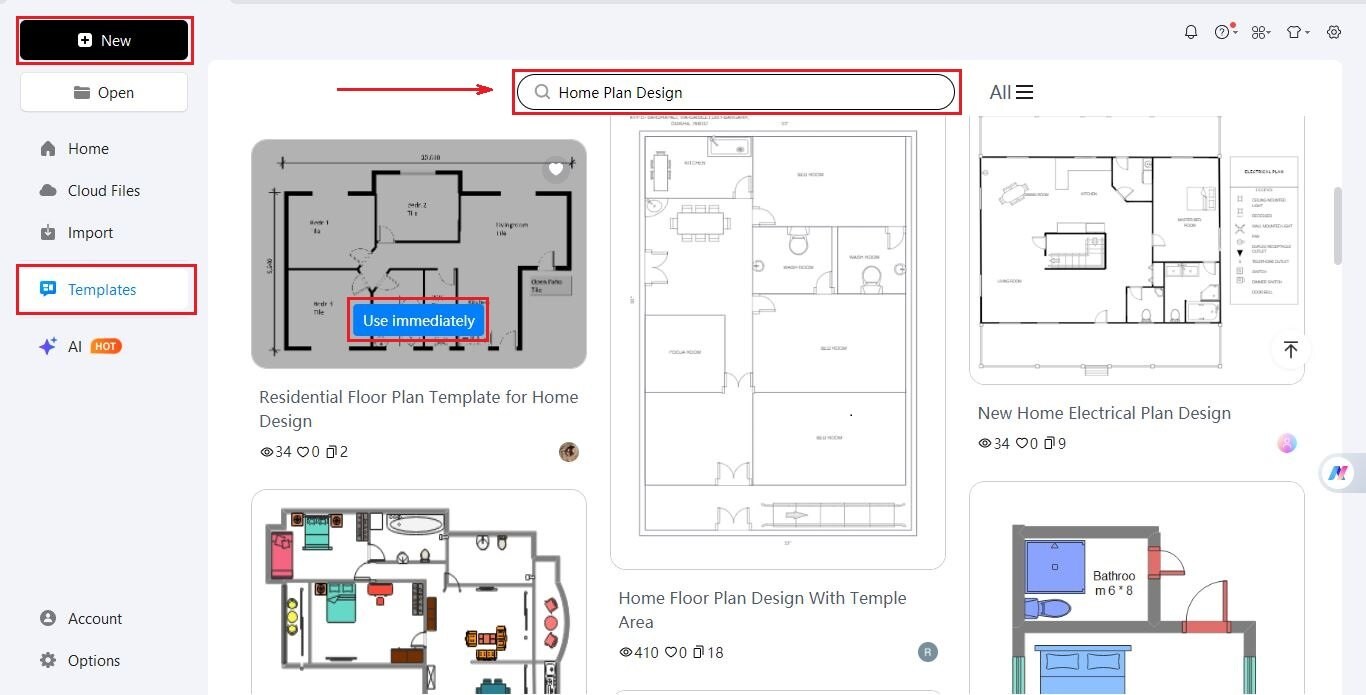 EdrawMax-home-design-template-selection