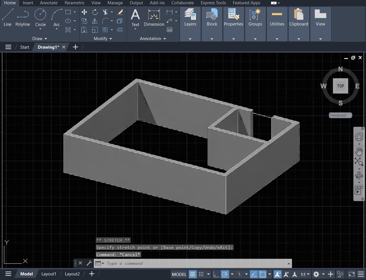 AutoCAD-wall-extrusion