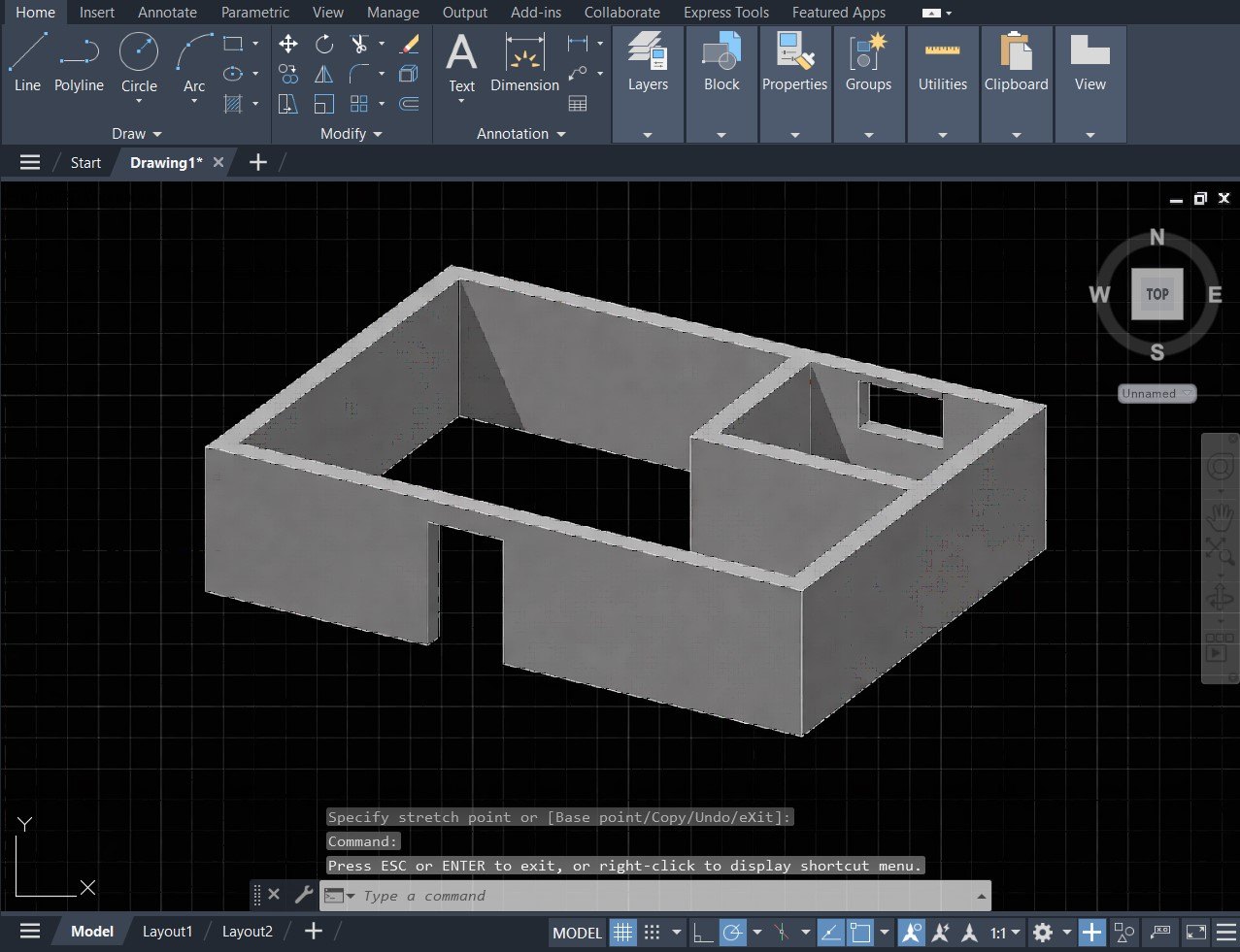 AutoCAD-hollow-walls