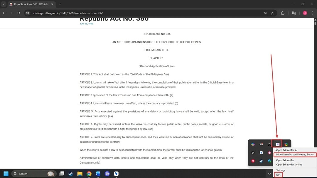 edrawmax ai floating ball exit