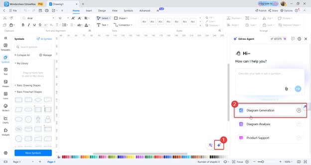 edrawmax workspace diagram generation