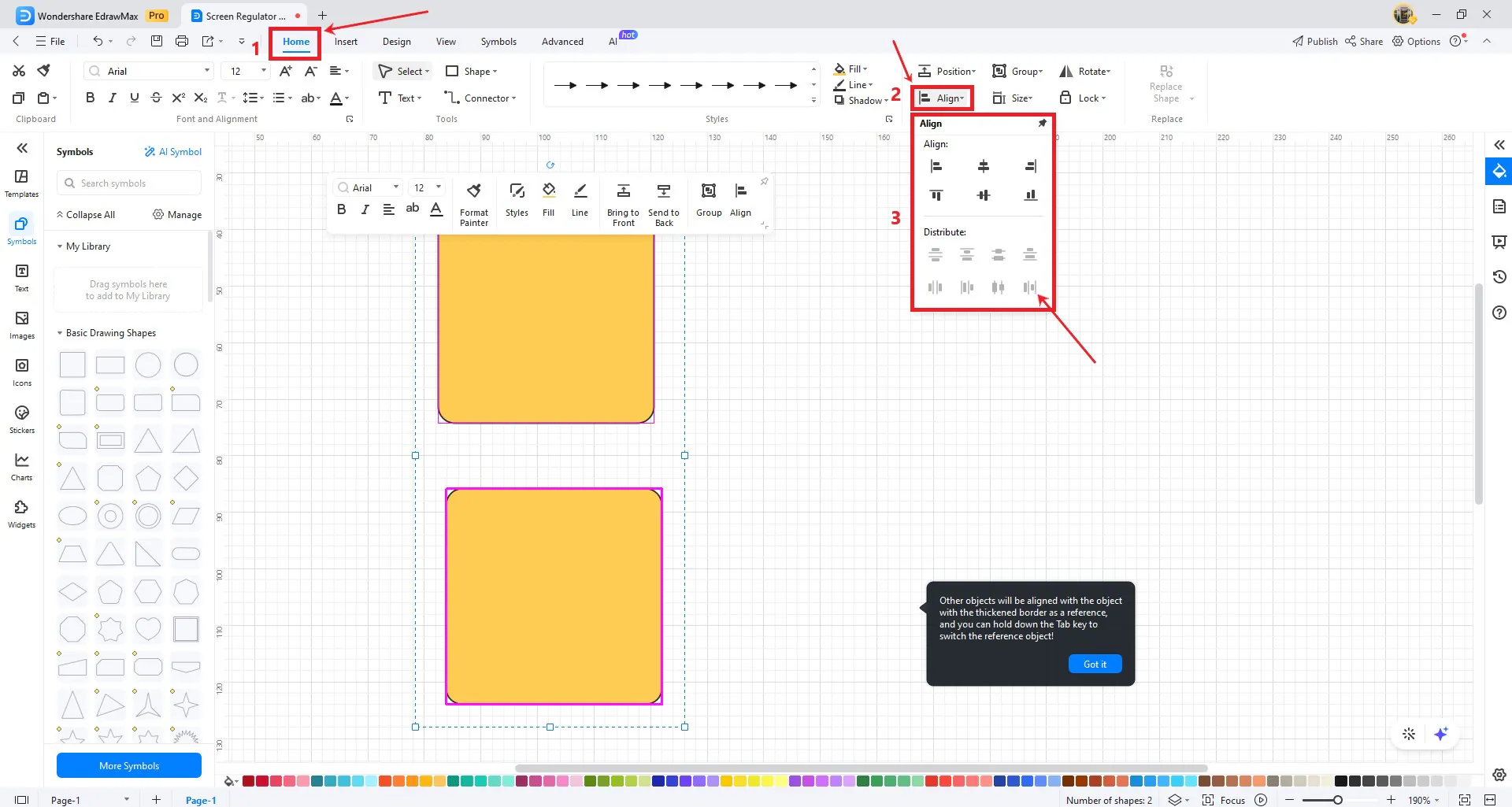 shape distribution on canvas