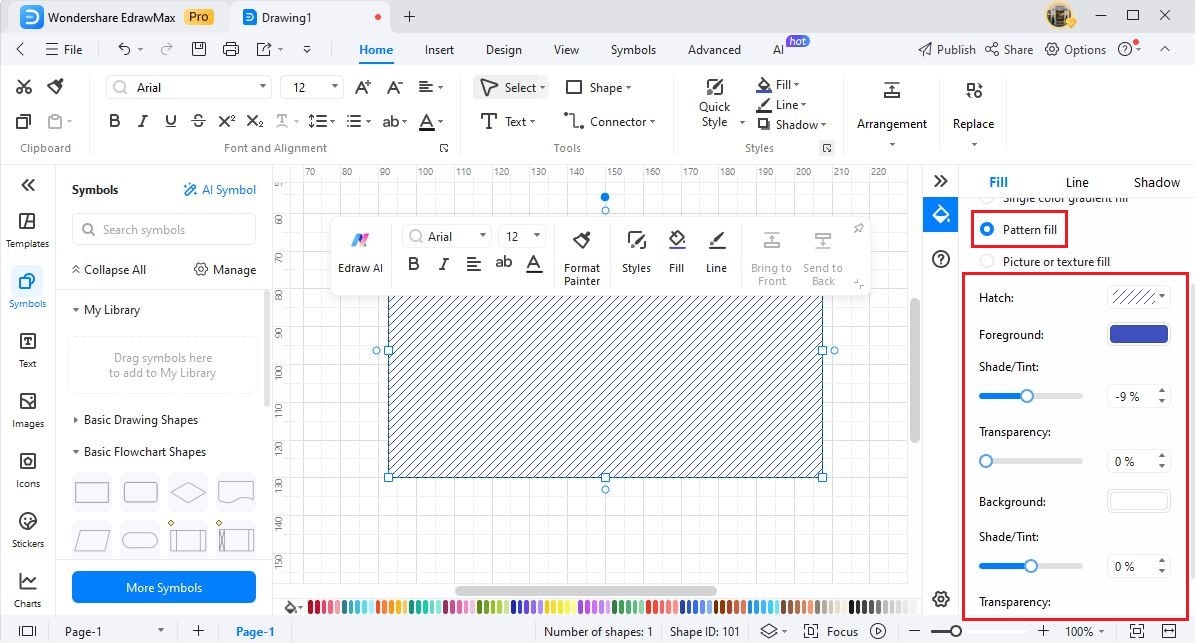 pattern fill color option