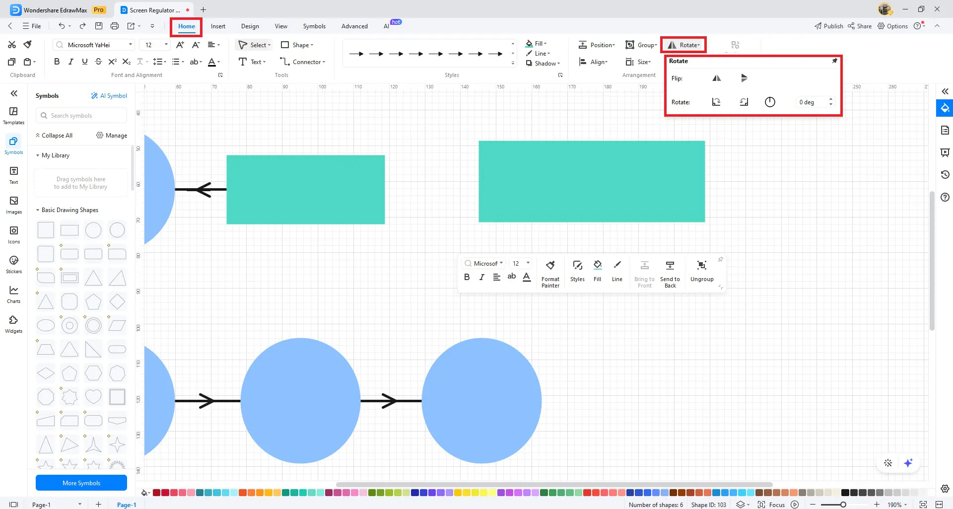 shape rotation settings