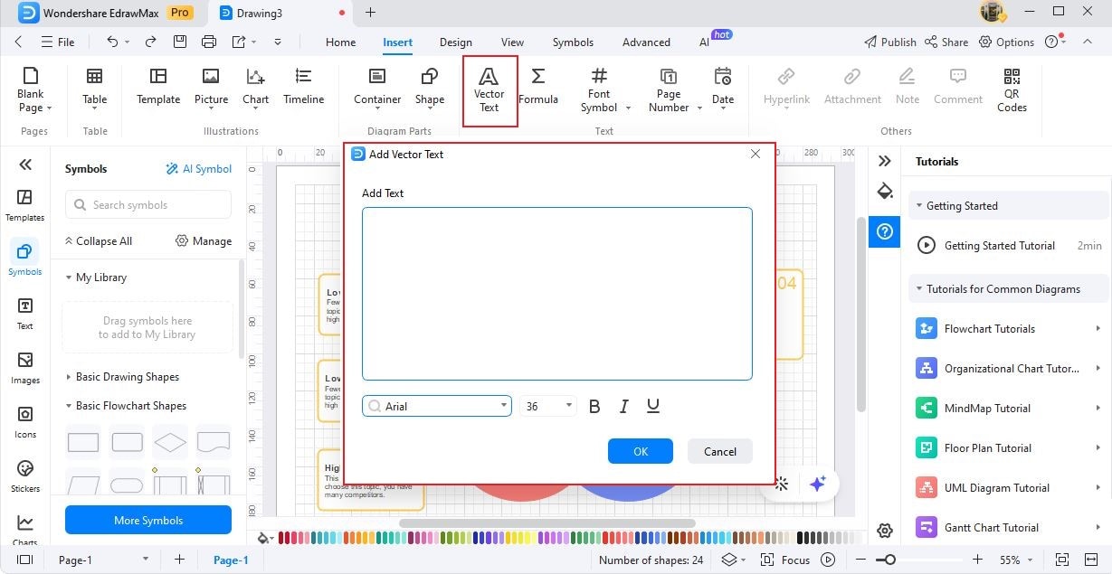 vector text option