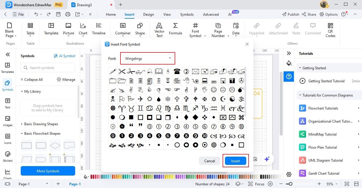 font symbol window