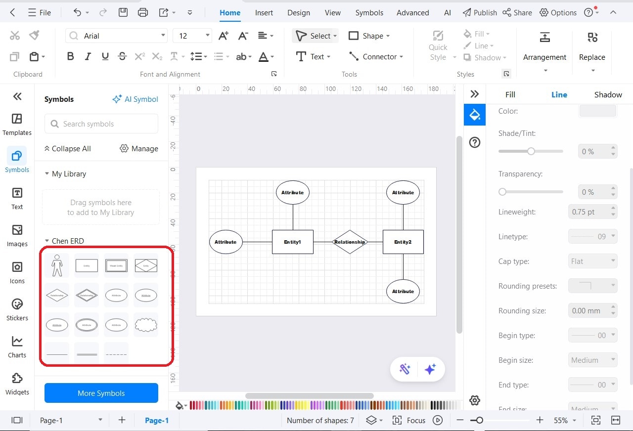 ER Diagram step 2 - Adding entities and relationships