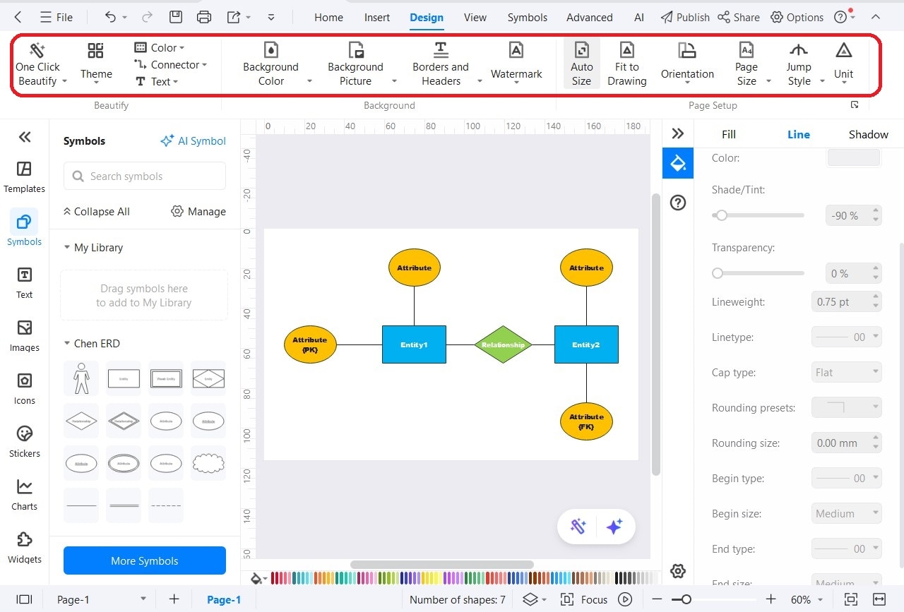 ER Diagram step 4 - Customization options