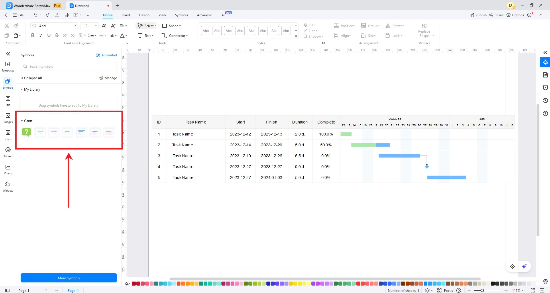 select gantt chart design