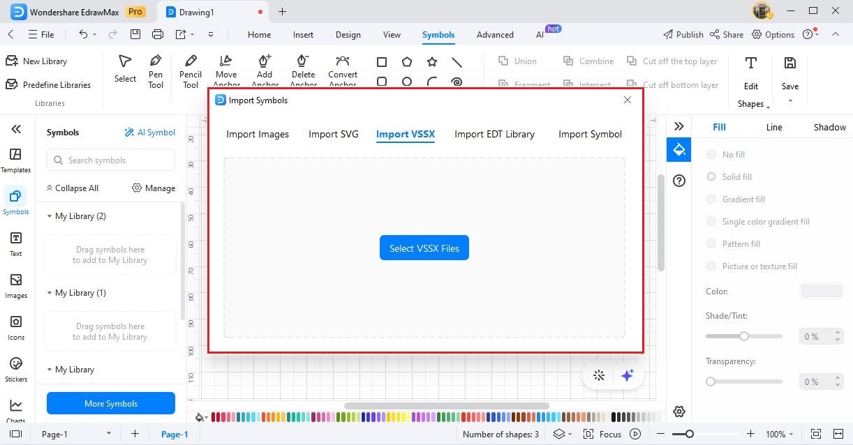 edrawmax import vssf file as symbol