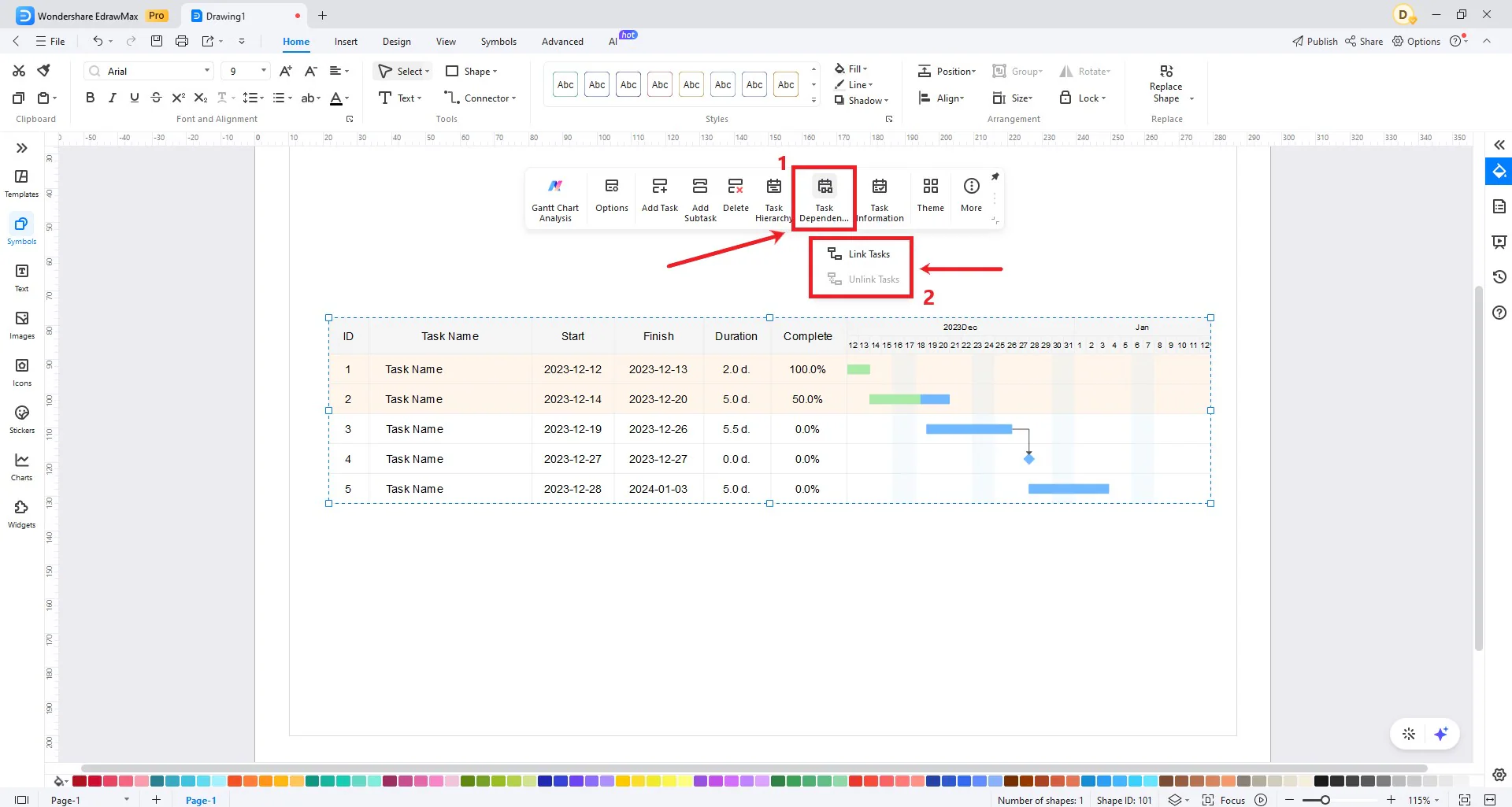 edit gantt chart data task
	dependencies