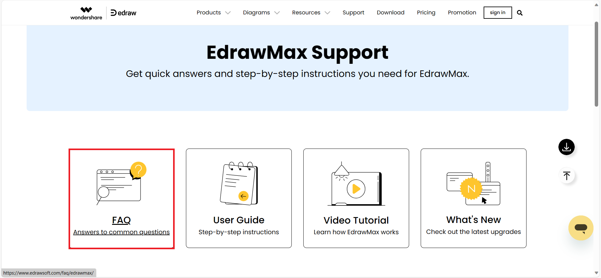 edrawmax support faq section