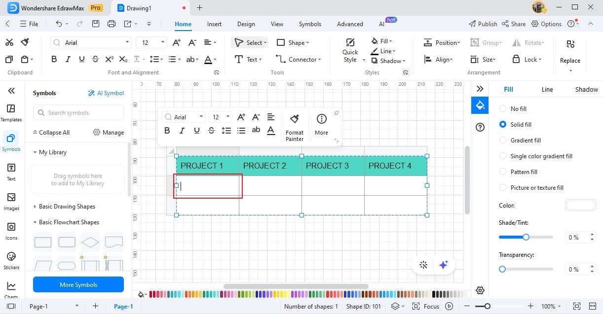 insert table input text