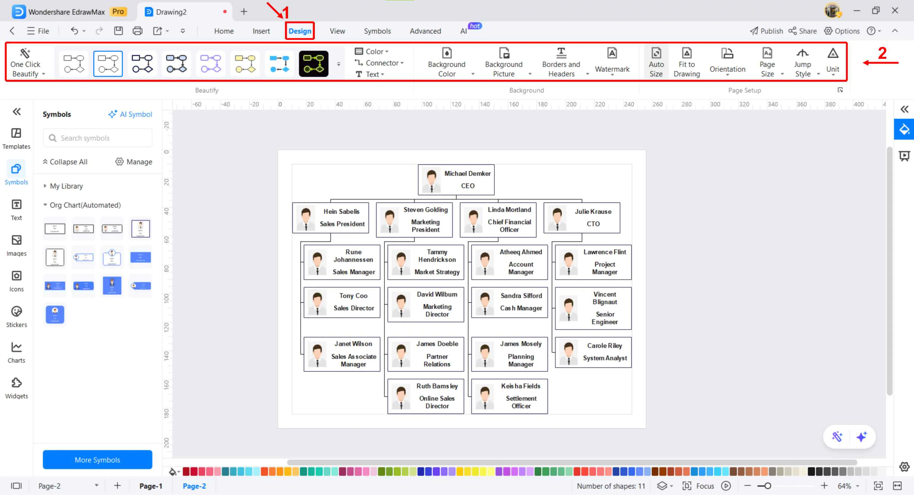 customize organizational chart