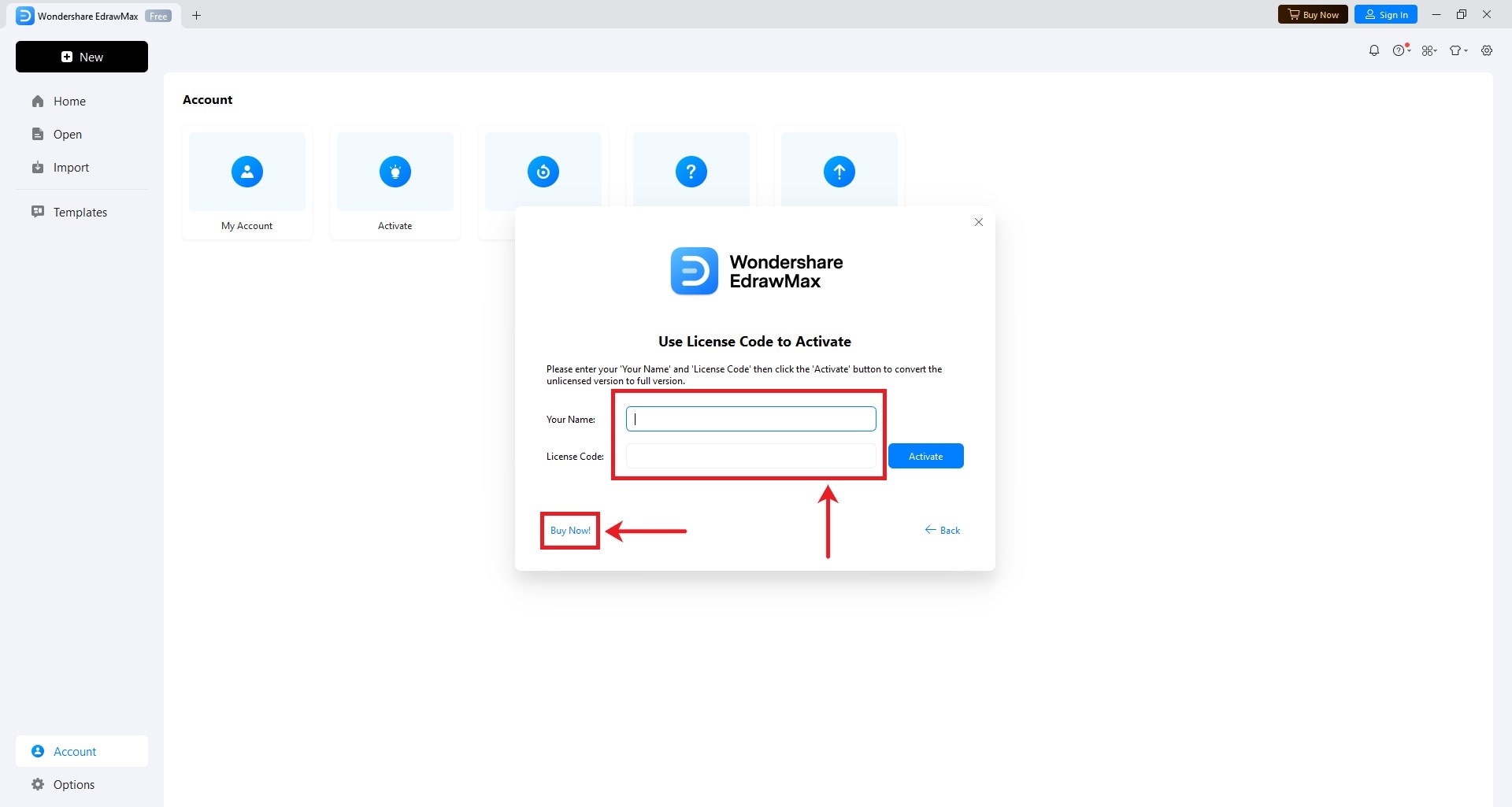 activate license code in edrawmax account