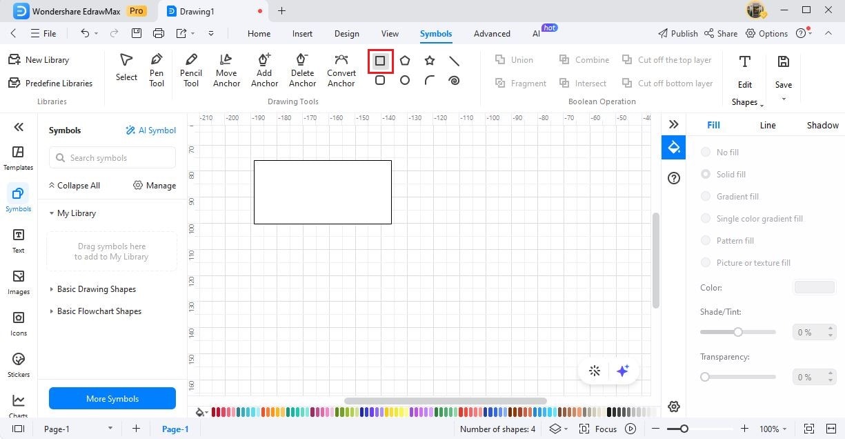 edrawmax add rectangle