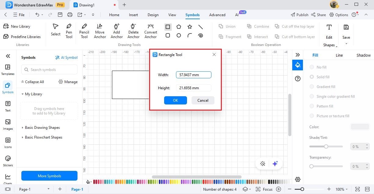 edrawmax customize rectangle shape