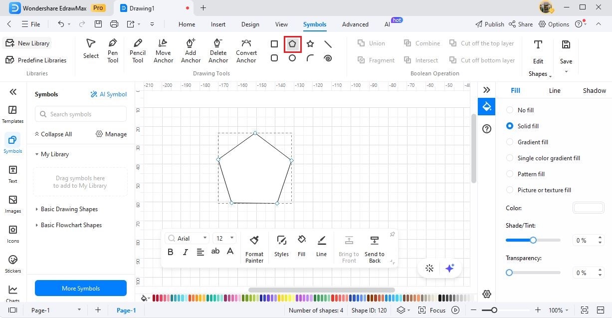 edrawmax add polygon shape