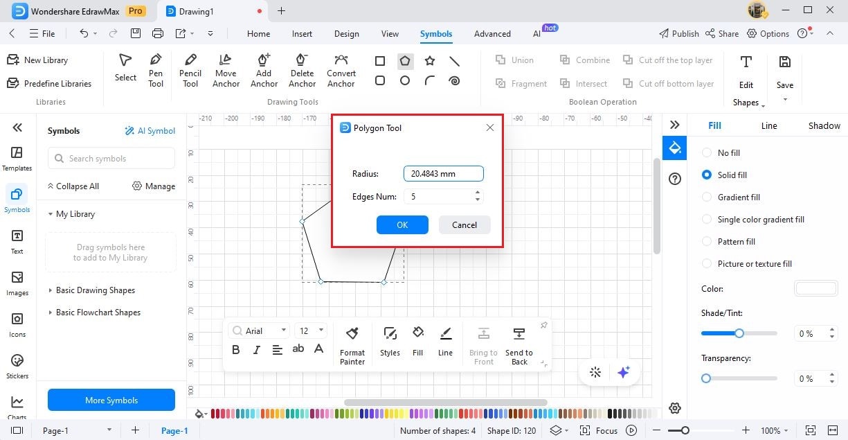 edrawmax draw star shape