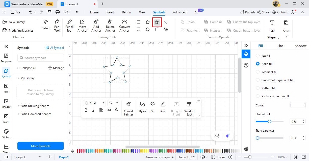 edrawmax customize star shape