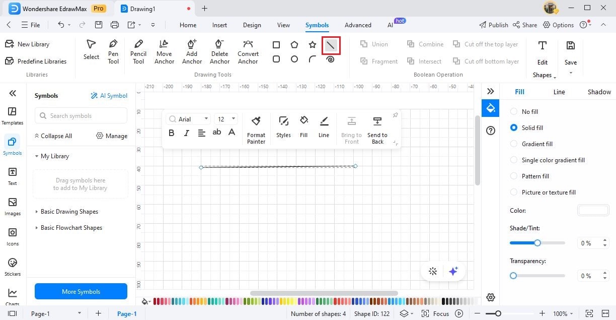 edrawmax customize straight line