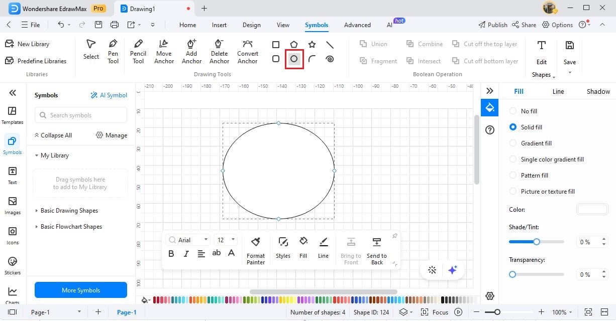 edrawmax add oval shape